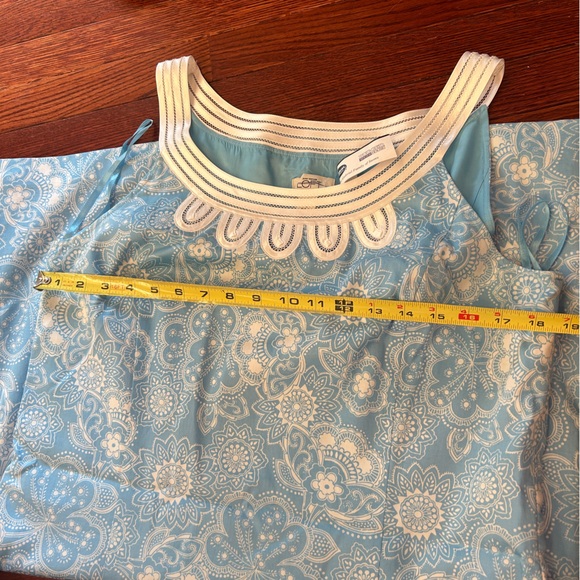 Ann Taylor LOFT Blue & White Floral Lace Trim Sleeveless Shift Dress Size 12 NWT - Picture 12 of 14